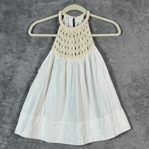 ALC Reina Crochet Neck Tank Top Sz 6 Viscose Cotton Linen Blend Sleeveless